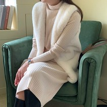 여자 봄 가을 겨울 부드러운 인조퍼 밍크 조끼 레이어드 롱 베스트