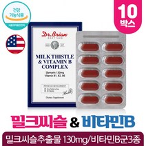 닥터 밀크씨슬 실리마린 간건강 밀크시슬 추출물 130mg 아티초크분말 비타민B군 함유 식약처인증 건강기능식품, 30정 x 10박스(10개월)