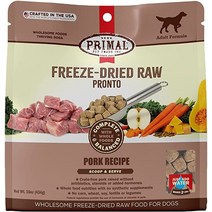 강아지 프리말 펫푸드 Primal 동결건조 사료 돼지고기 16온스 완전한 균형 잡힌 국자 제공 건강한 곡물이 없는 날 제작
