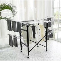 몰리다 튼튼한 대용량 6단 빨래건조대 이동식 바퀴 이불건조대, 1개, 화이트+블랙