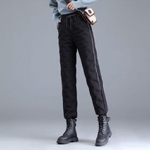 오리털 덕다운 패딩 조거 조커 바지 여성 골프 연습복 연습 복장 겨울 여자 팬츠 블랙