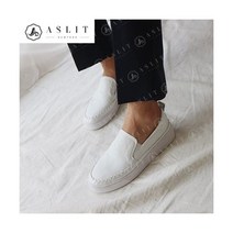 기타 [애슬릿] 여성 소 가죽 통굽 스티치 슬립온 운동화