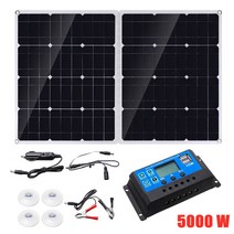 태양열설치 가정용 태양광 패널 자가발전 5000W4000W1000W 태양 전지 20A 컨트롤러 RV 자동차 MP3 패드 충전기 야외 배터리 공급, 02 5000W 20A controller