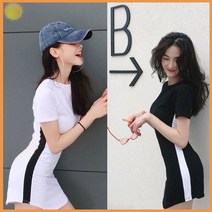 미니 원피스 라인 티 추천 드레스 여성 여자 패션 스타일 데이트 룩북 외출 편한 옷 학생 고등 중 대 리빙 센스 디자인 가성비 패셔니스타 페타냐 옆 굵은줄 200521