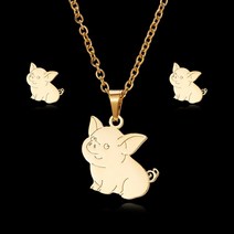 별 목걸이 여성 펜던트 패션 Rinhoo-사랑 장미 꽃 눈송이 나비 날개 고양이 스테인레스 스틸 여성용 세트 나무 스타 돼지 귀걸이