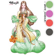 단종품 [ 팔선녀 심요연 ] 까만너구리 여자 공주 소녀 인물 스티커 빈티지 저널 다꾸 45번 [허니마켓], 적