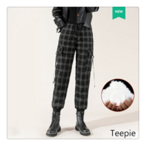 티피/Teepie 새로운 두꺼운 패션 흰색 오리 높은 허리 따뜻한면 바지