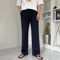남자 쿨 아이스 롱 와이드 밴딩 팬츠 여름 슬랙스