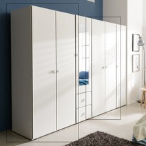 장인가구 클로이 S2 1600옷장세트(선반장+옷장), 화이트