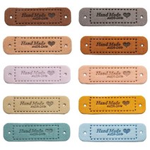 HQLESHUI 60피스 핸드메이드 PU 가죽 태그 러브 라벨로 인조 바느질 DIY 공예 크로셰 뜨개질 모자 용품용 구멍 포함 (다양한 색상)196079