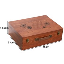 고급 수납 리빙 나무 원목 공간 박스 목상자 단단한 직사각형 상자 자물쇠가있는 복고풍, 초대형 중간 손잡이 민들레