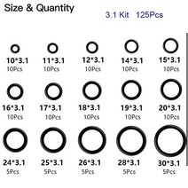 고무패킹 고무 O 링 구색 키트 15 크기 니트릴 고무로 만든 씰링 개스킷 와셔 NBR 오링 세트, 9. 31