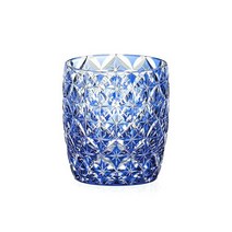 [내일 락 토일 · 공휴일 대응] 황실 어용품 일본제 카가미 크리스탈 (KAGAMI) 전통 공예사 나베야 쇼작 에도 키리코 칠보 냉주 잔 구이 삼키기 90ml 파랑 내축 인출물 기념품 세축