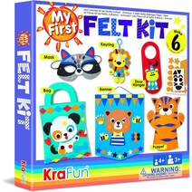 KRAFUN My First Felt Kit Animal Craft Kit for Kids and Toddlers Boys and Girls Age 3-8 Years Old I, 01 Animals - Boy