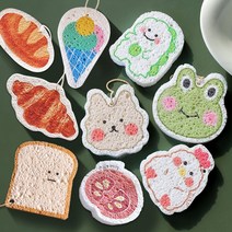 셀룰로오스 수세미 예쁜 캐릭터 주방 수세미 설거지 스펀지, 후라이