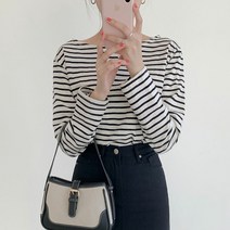 박남매 / 레티로 단가라 긴팔 코튼티셔츠 P000BLAA