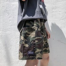 여름 남성 밴딩팬츠 밀리터리 데일리 카모패턴 스트릿 20대남자팬츠 쇼핑몰 힙합카고포켓 룩 5부팬츠반바
