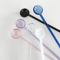 내열유리 스푼 머들러 투명 내열롱스푼 스무디 에이드 제로웨이스트, 핑크