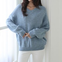 [스위트플러스] 임부복 봄 브이넥 콤마 박시 니트 티셔츠, 색상:핑크