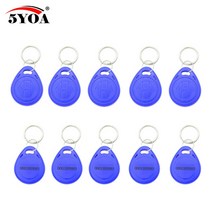 액세스 제어 카드 읽기 전용 RFID 태그 스티커 열쇠 고리 토큰 링 근접 칩 EM4100 Tk4100 125khz 1.8mm 10, 08 파란, 1개
