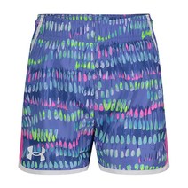 Under Armour 여아용 Fly by Short 신축성 있는 허리 밴드 로고 디테일 경량 Baja 블루 수채화