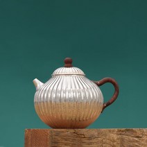 복고풍 줄무늬 찻주전자 은다관 순은 99.9% 수제 은탕관 다도 다기 도구, 단일사이즈, 은다관 140g