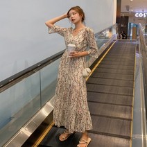 롱원피스 러블리 쉬폰 원피스 봄 가을 여성스런 큐티 코디