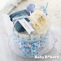 [기저귀케익] 배기팬츠 토핑베어_블루 (출산선물 백일 돌), 신생아