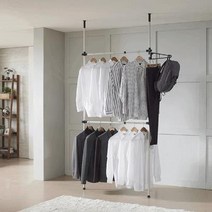 복층 2층 2단 파이프 행거 옷방 맞춤 튼튼한 조립식 행거, 단품