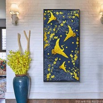 행운 길조 황금 두루미 DIY 보석십자수 행복 건강 기원 비즈 압정아트 취미 도구 세트, 40X60cm