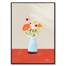 Good Energy 김유라 작가 양귀비/ 안개꽃/ 여우꼬리 꽃 그림 풍수 인테리어 액자, 샴페인 골드 알루미늄 프레임