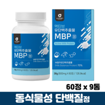 MBP 단백질 정 동식물성 초유산양유 단백분말 프로틴밸런스 엠비피 BCAA 류신단백질, 9통, 60정