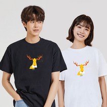 키밍 사슴 정육면체 뿔 맨투맨롱티 검정박스티