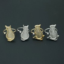 클레이앤데코 고양이 반지 택1, 옆모습 실버