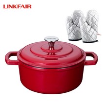 LINKFAIR 22cm 법랑 두손잡이 냄비, 잼 레드