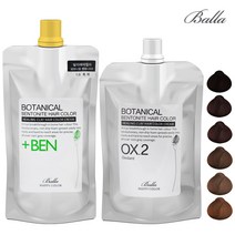 루헤나 천연 보테니컬 벤토나이트 헤어 칼라 크림 (저자극 미용실 염색약) 1제 500g + 2제 500g 대용량, 흑색