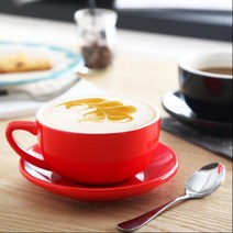 이에스 대용량 유럽 커피 컵과 접시 카페 라떼 350ml 커피잔, 1세트, 블루