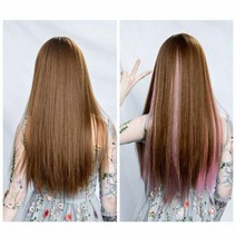 여자가발 여자 일자 포인트 컬러 헤어피스 붙임머리 부분 가발, 색상:실버, 단품