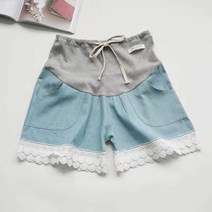 임산부청바지 출산 청바지 임산부용 레이스 복부 지원 여름 의류