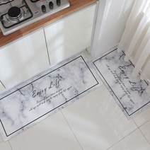 대리석 무늬 감성 주방 비앙코 PVC 주방매트 미끄럼방지패드 터프팅 주방, 라지120cmx45cm