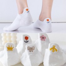 워더미 여성용 러블리 플라워 왕관 뒷꿈치 자수 단목 양말 W583