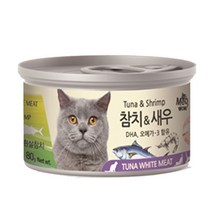미우와우 [BOX24개입] 흰살참치 고양이캔 80g 새우, 1box