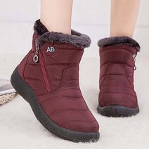 Women Boots Snow Flat Ladies Shoes Waterproof Zipper For Comfortable Fur Mujer Winter, 02 36, 09 wine red boots_02 36