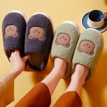 윈터 뽀글이 곰돌이 털슬리퍼 털 실내화 거실화 겨울슬리퍼 층간소음방지 홈 무소음 슬리퍼 학생 사무실, 윈터뽀글이 곰돌이 네이비 44-45