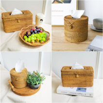 ll0II사각 라탄휴지케이스 두루마리휴지케이스 각티슈 보관함 화장지 롤 디스펜서［l0I］