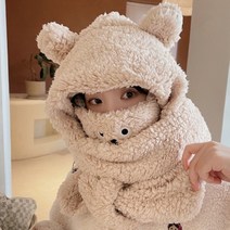 [곰도리목도리] 오뜨앙쥬 아동용 곰돌이인형 양털 모자 목도리