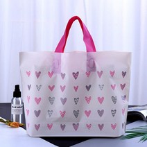 하트 비닐쇼핑백 100매_럭키데이유통 옷가게 의류매장 기프트백 고급 비닐가방 어린이집 유치원 학교 학원 교회 답례품 선물쇼핑백, 하트 비닐쇼핑백 대형 100매_럭키데이유통