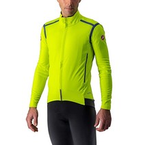 Castelli Cycling Perfetto ROS 도로 및 자갈 자전거 타기 I 사이클링용 긴소매 - 라이트 블랙/실버 리플렉스 - 라지, Medium, Yellow Fluo/Dark Steel Blue