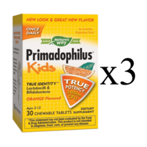 네이처스웨이 프리마도필러스 키즈 30억 CFU 츄어블 오렌지 30정 x 3개, 상품선택
