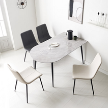 반타원세라믹식탁 4인용식탁 세라믹테이블, 화이트마블화이트